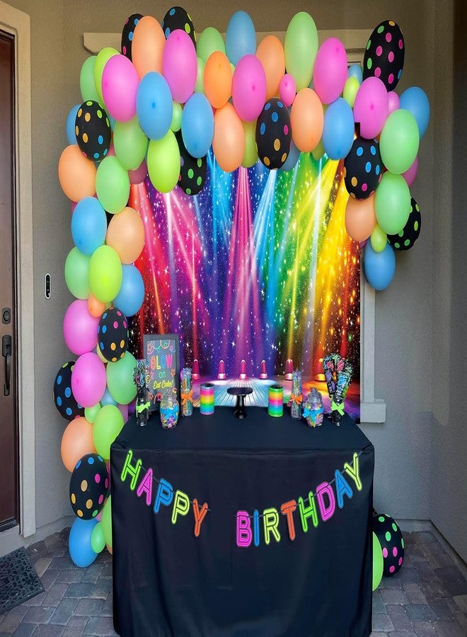 CINRAY Disco Rainbow Stage Photography Backdrop 7x5FT Colorful Glitter Vintage Lights Disco 70s 80s 90s Background Rock Music Club Neon Glow Party Decorations Supplies Photo Props - Image 3