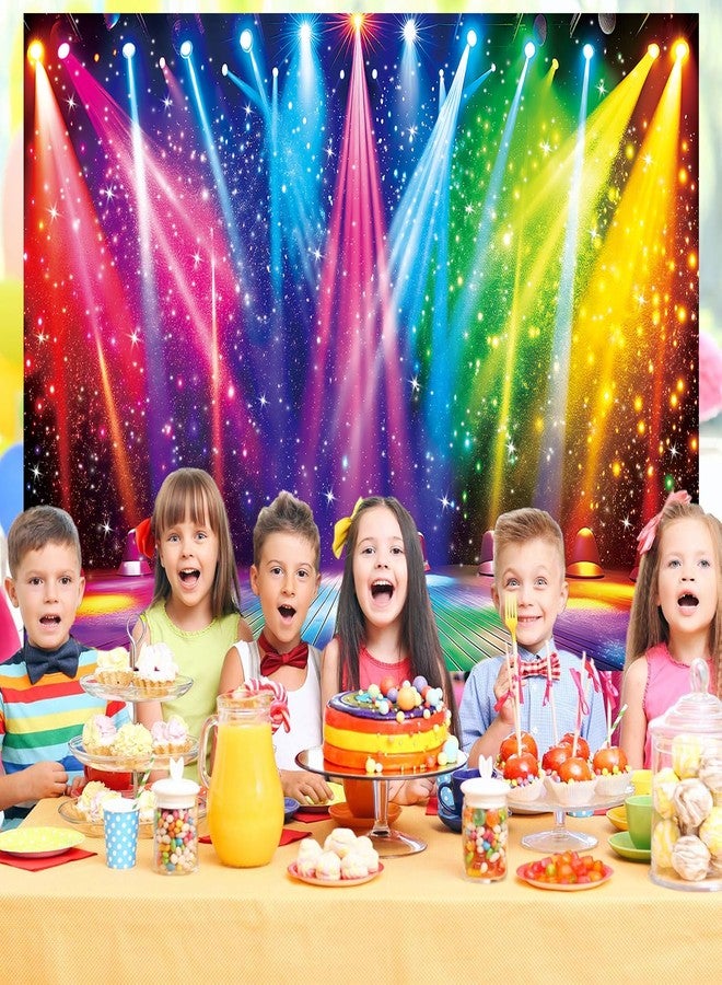 CINRAY Disco Rainbow Stage Photography Backdrop 7x5FT Colorful Glitter Vintage Lights Disco 70s 80s 90s Background Rock Music Club Neon Glow Party Decorations Supplies Photo Props - Image 4