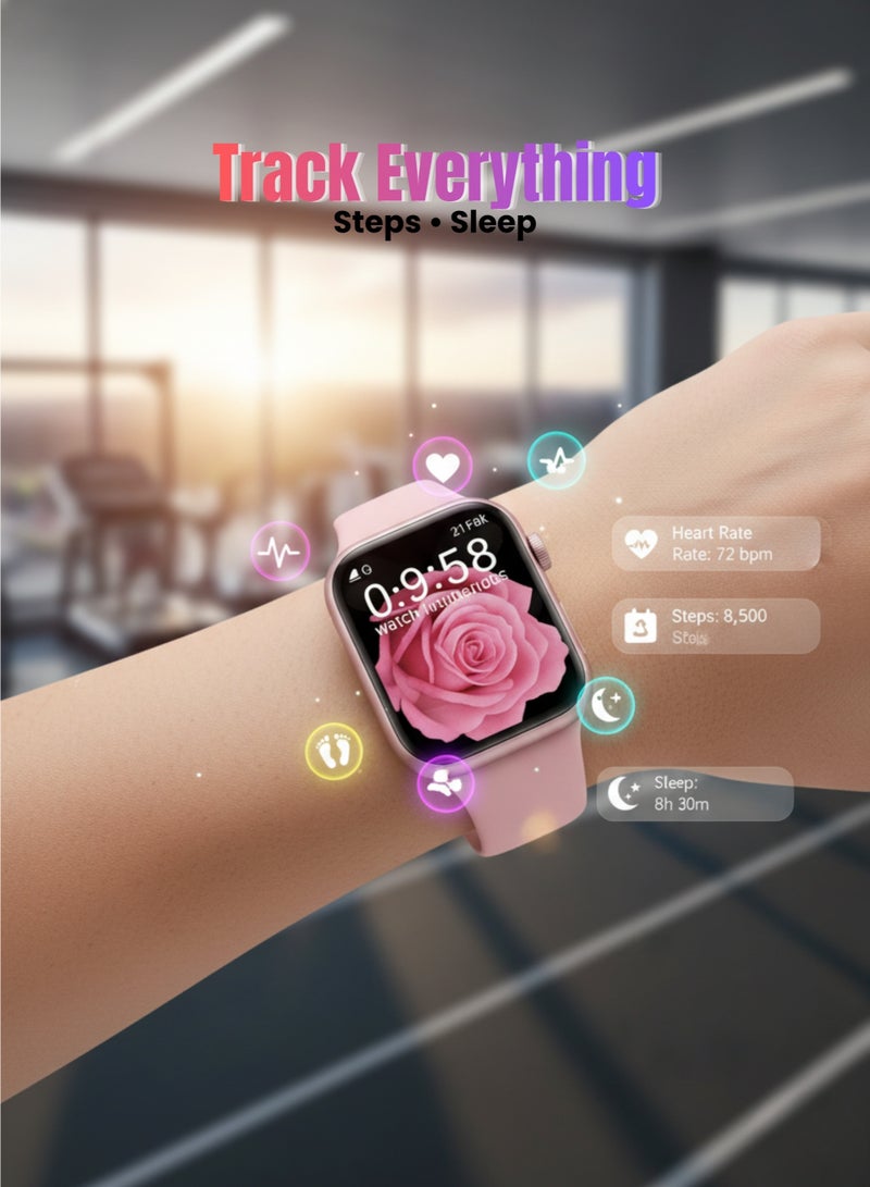modio MW20 Mini Smart Watch for Ladies & Girls 36mm Pink Dial Bluetooth Fitness Watch for Women - Image 3