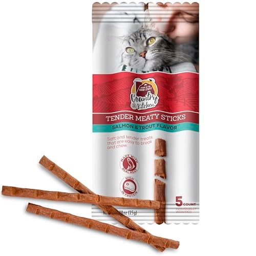 Country Kitchen Salmon & Trout Tender Meaty Sticks Cat Treats, High in Protein, Easy to Break and Chew, 0.88 Oz, 5 Count - Image 1