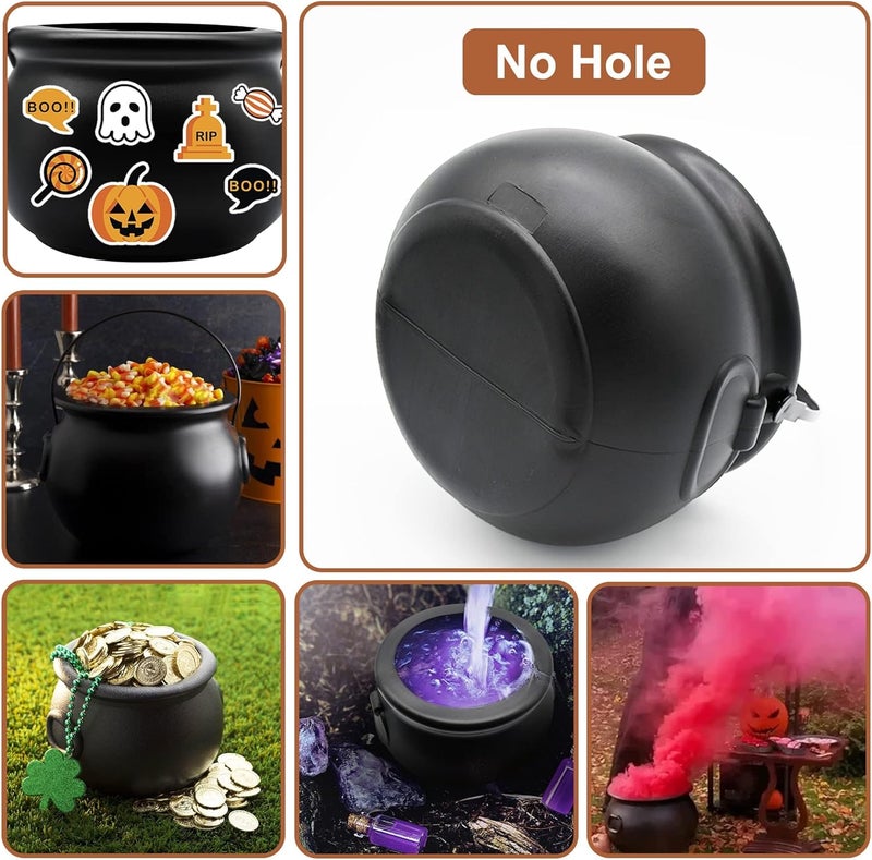 SpinLaLa 8" Plastic Black Cauldron Kettle Halloween Candy Bowl, Large Witch Cauldron Pot Bucket for Halloween Decorations Trick or Treat Party Supplies - Image 3