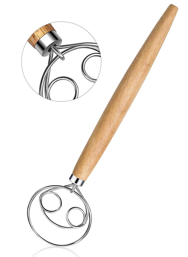DOUGEI Premium Danish Dough Whisk Set, 2 Pack Food-grade Dough Whisks, Danish Dough Whisks. (Wood) - Image 2