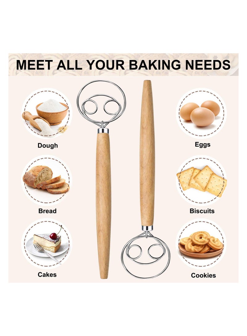 DOUGEI Premium Danish Dough Whisk Set, 2 Pack Food-grade Dough Whisks, Danish Dough Whisks. (Wood) - Image 4