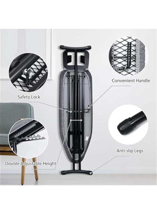 TRASSLE Ironing Board, Ironing Board with Heat Resistant Pad Cover, Adjustable Height, Safe Iron Rest and 4 Steel Legs for Home Laundry Room or College Dorm (Gray) - Image 3