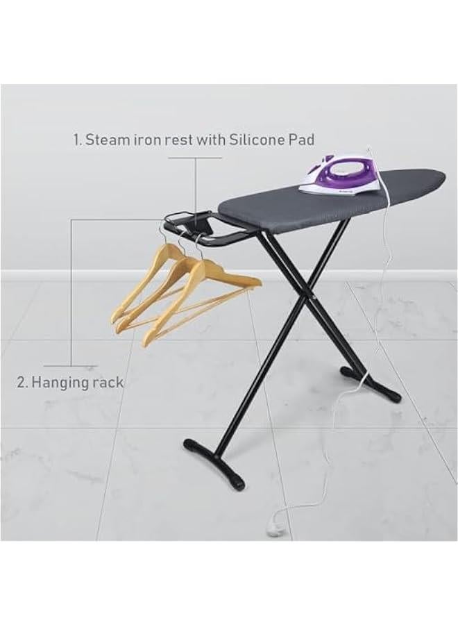 TRASSLE Ironing Board, Ironing Board with Heat Resistant Pad Cover, Adjustable Height, Safe Iron Rest and 4 Steel Legs for Home Laundry Room or College Dorm (Gray) - Image 5