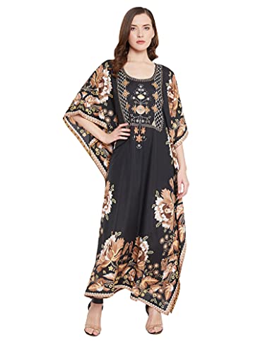 Oussum Women Kaftan Plus Size Polyester Summer Caftan Cover Ups Maxi House Dress (Multi-color) - Image 1