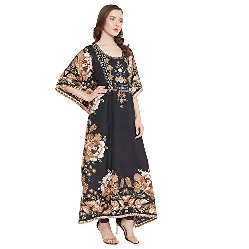 Oussum Women Kaftan Plus Size Polyester Summer Caftan Cover Ups Maxi House Dress (Multi-color) - Image 3