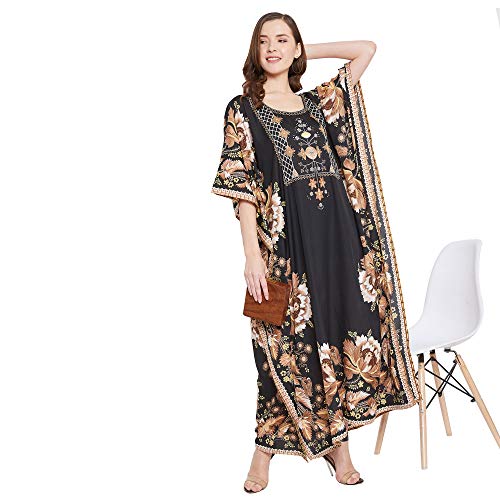 Oussum Women Kaftan Plus Size Polyester Summer Caftan Cover Ups Maxi House Dress (Multi-color) - Image 5
