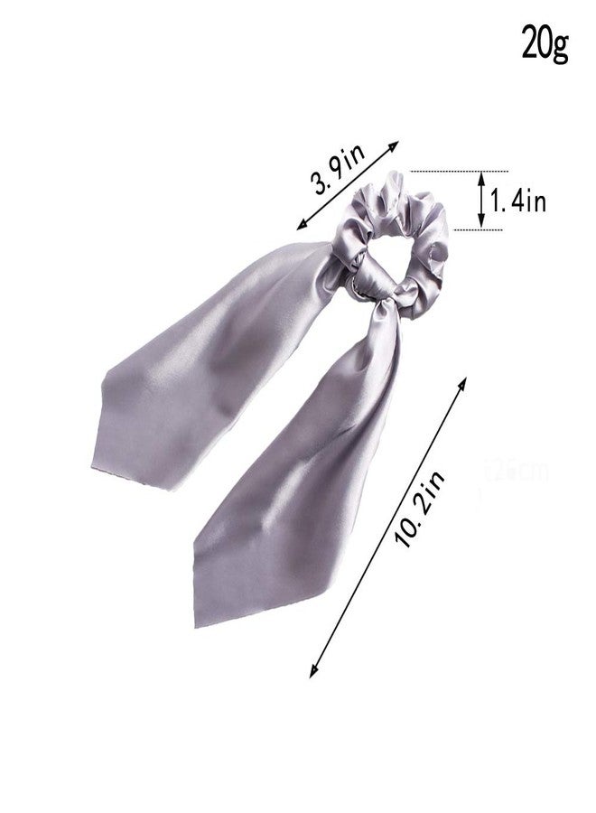 DINPREY 6Pcs Ribbon Scrunchie For Woman,Solid Colors Elastic Hair Bands Hair Scarf,Bow Hair Tie,Vintage Hair Accessories Ropes Ponytail Holder Scrunchy Ties for Women Girls (6 Colors Pack A) - Image 2