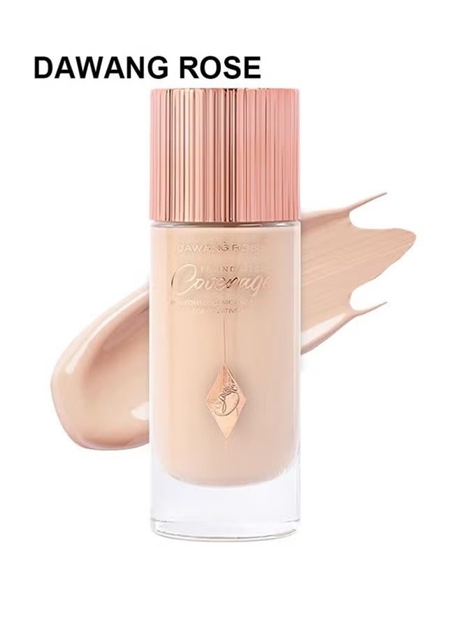 DAWANG ROSE Full Coverage Liquid Foundation, Smoothing Makeup Base Concealer Foundation, Matte Wear Concealer Block Cream, Minimizes Pores, Hides Wrinkles, Smooths & Blurs Skin, Advanced Real Moisture Foundation - #01 - Image 1