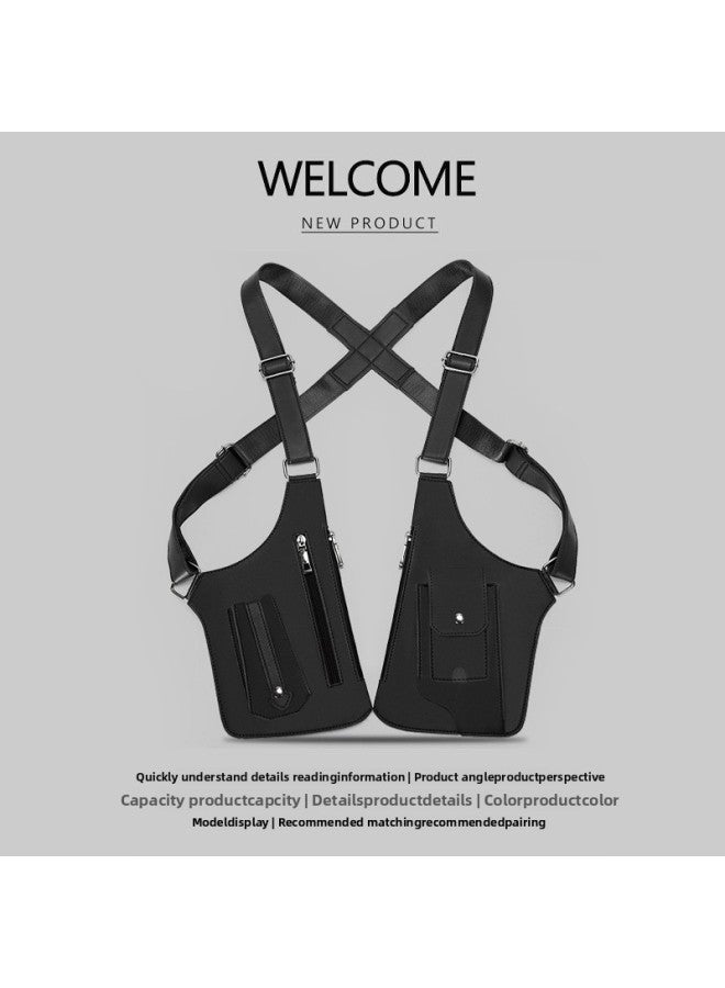 Generic Men's Bag Retro Strap Underarm Satchel Multi-functional Shoulder Bag Men's Bag Outdoor Mobile Phone Bag Vest Bag-Color:Brown  - Image 3
