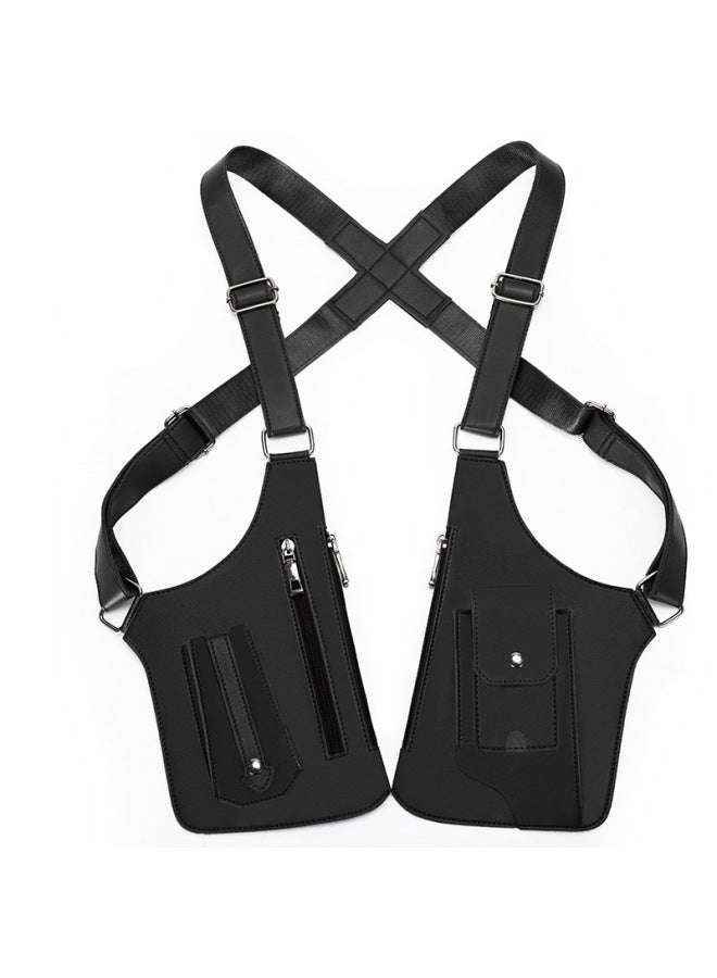 Generic Men's Bag Retro Strap Underarm Satchel Multi-functional Shoulder Bag Men's Bag Outdoor Mobile Phone Bag Vest Bag-Color:Brown  - Image 5