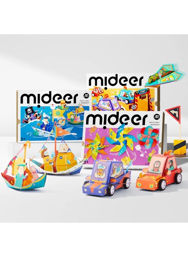 MiDeer مجموعة ورشة عمل ميدير لصناعة الورق - دفتر رحلات الطيران - مجموعة طائرات ورقية للأطفال - مجموعة حرف يدوية لصنع الطائرات الورقية مع ملصقات، نشاط تعليمي STEM للأوريغامي لتعزيز الإبداع، المهارات الحركية الدقيقة وتعلم العلوم، العمر 3 سنوات فما فوق - Image 5