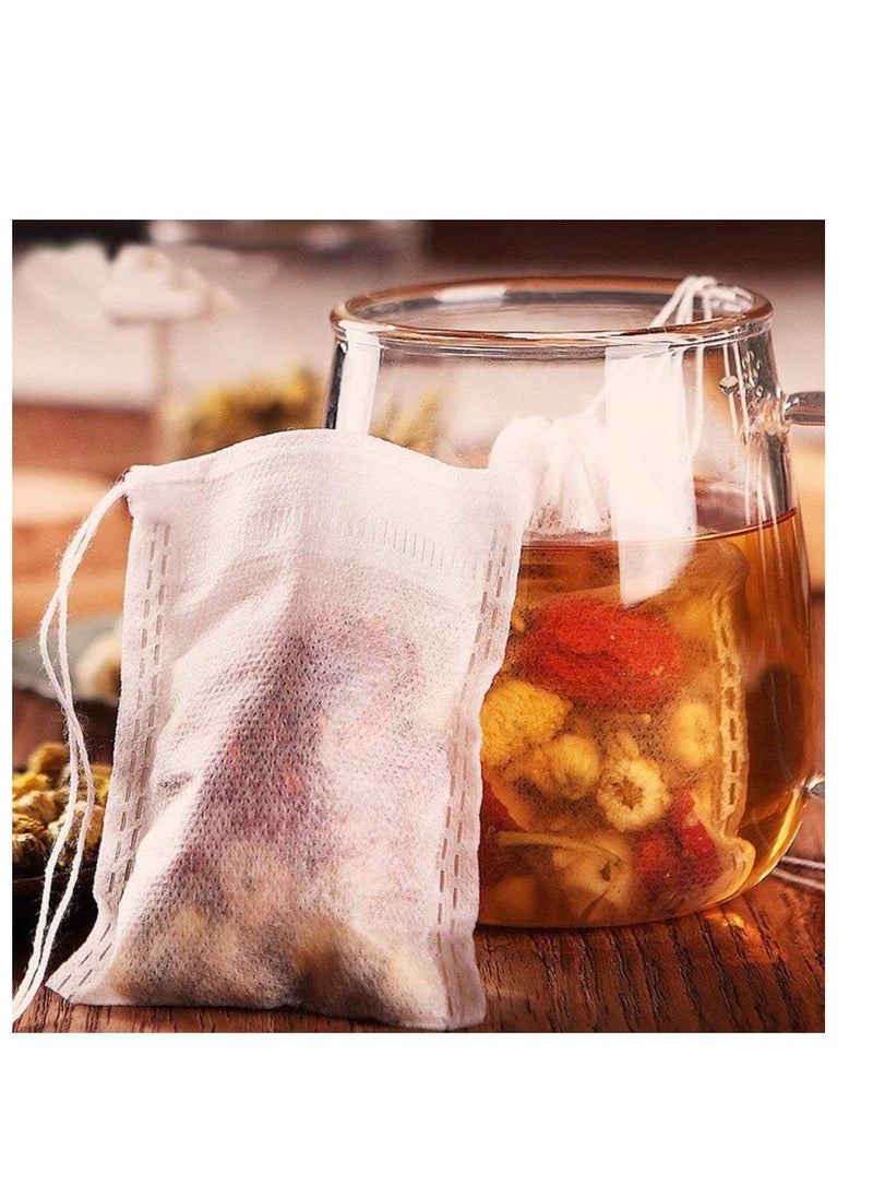 100 Pieces Disposable Drawstring Tea Filter Bags, Non-woven Fabric Bags, Airtight Mesh Bags for Tea Leaves, Coffee, Herbs, Spices