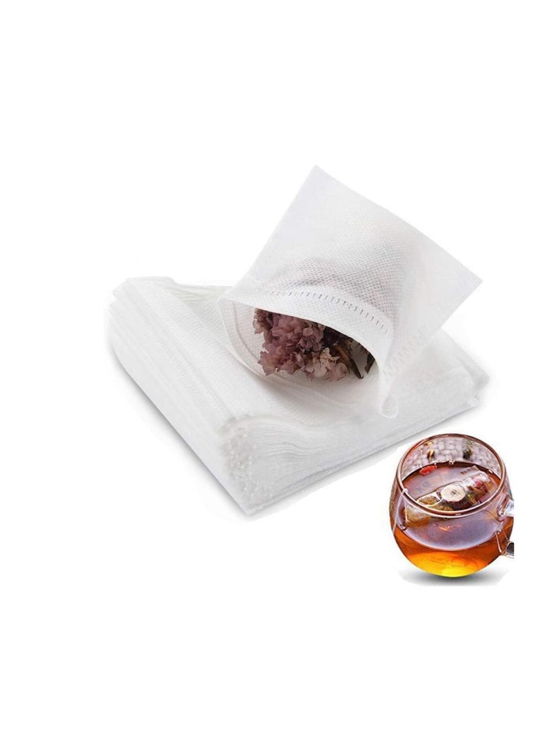 100 Pieces Disposable Drawstring Tea Filter Bags, Non-woven Fabric Bags, Airtight Mesh Bags for Tea Leaves, Coffee, Herbs, Spices