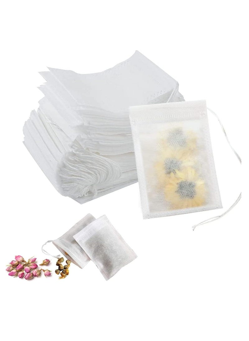 100 Pieces Disposable Drawstring Tea Filter Bags, Non-woven Fabric Bags, Airtight Mesh Bags for Tea Leaves, Coffee, Herbs, Spices