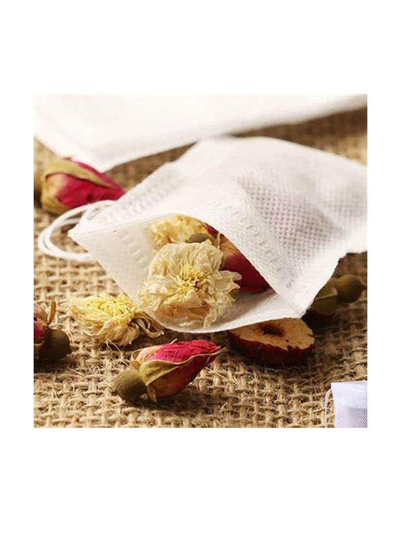 100 Pieces Disposable Drawstring Tea Filter Bags, Non-woven Fabric Bags, Airtight Mesh Bags for Tea Leaves, Coffee, Herbs, Spices