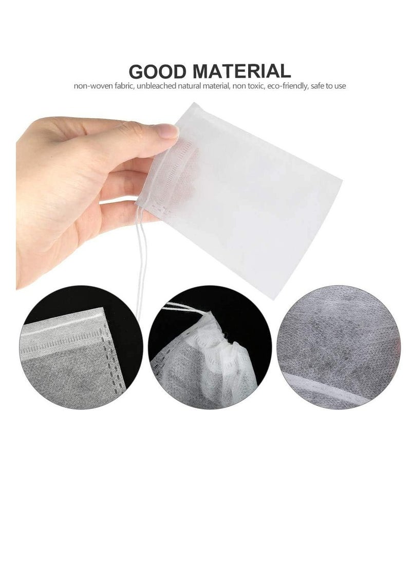 100 Pieces Disposable Drawstring Tea Filter Bags, Non-woven Fabric Bags, Airtight Mesh Bags for Tea Leaves, Coffee, Herbs, Spices