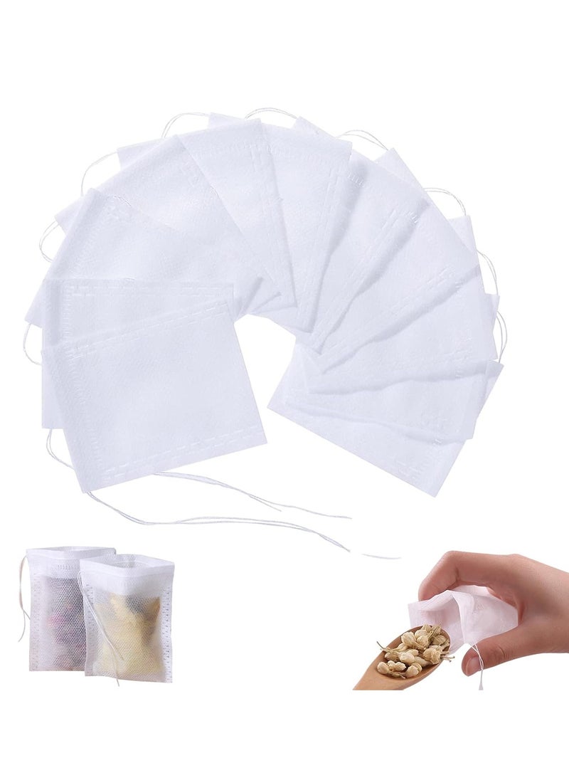 100 Pieces Disposable Drawstring Tea Filter Bags, Non-woven Fabric Bags, Airtight Mesh Bags for Tea Leaves, Coffee, Herbs, Spices