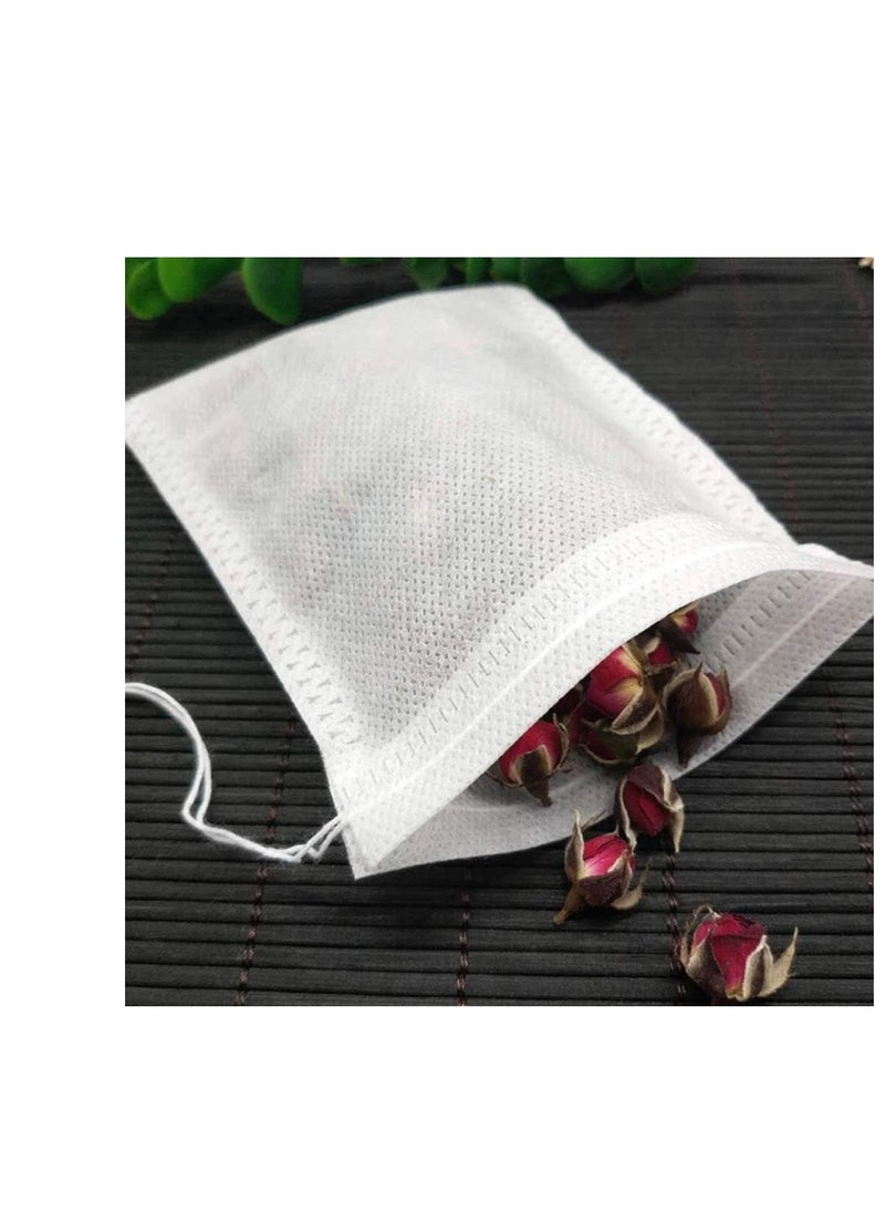 100 Pieces Disposable Drawstring Tea Filter Bags, Non-woven Fabric Bags, Airtight Mesh Bags for Tea Leaves, Coffee, Herbs, Spices