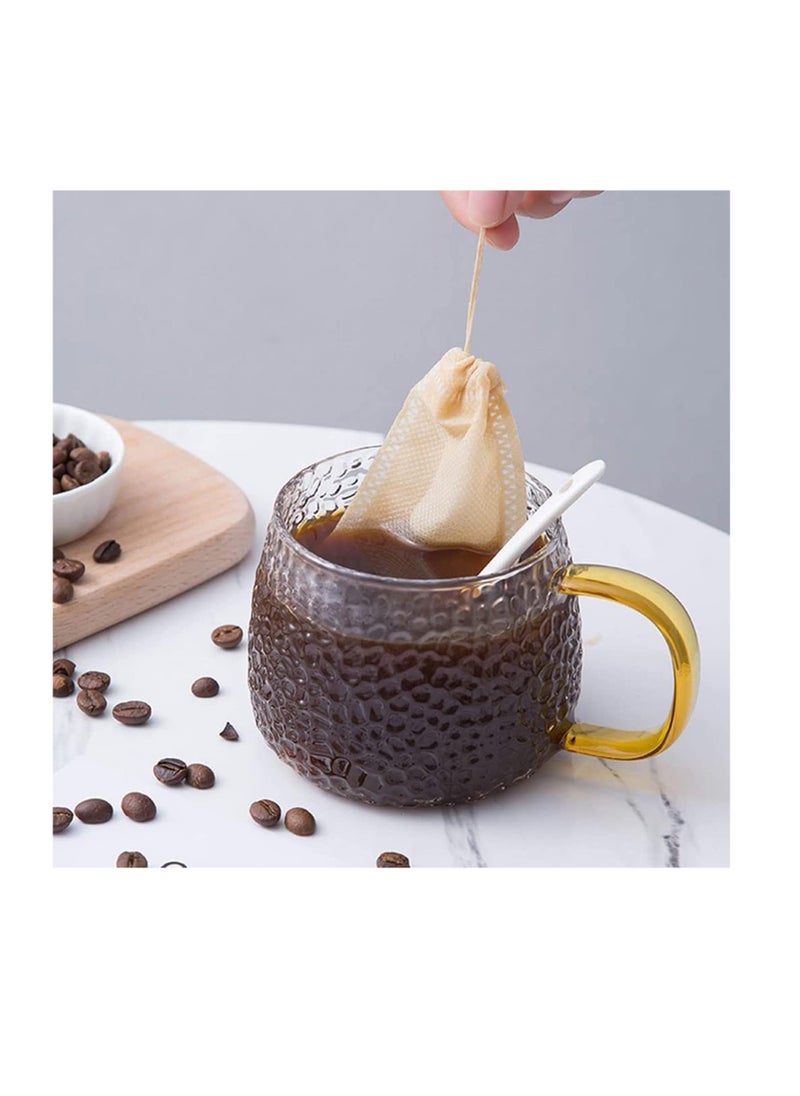 100 Pieces Disposable Drawstring Tea Filter Bags, Non-woven Fabric Bags, Airtight Mesh Bags for Tea Leaves, Coffee, Herbs, Spices