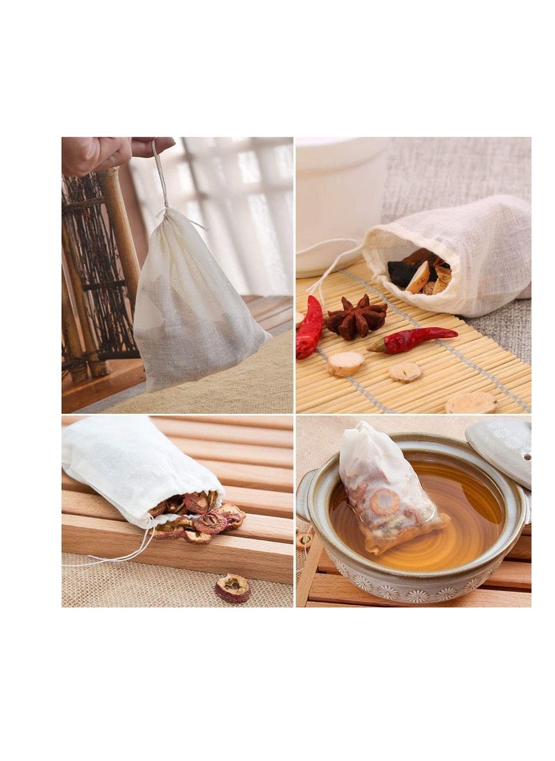 100 Pieces Disposable Drawstring Tea Filter Bags, Non-woven Fabric Bags, Airtight Mesh Bags for Tea Leaves, Coffee, Herbs, Spices