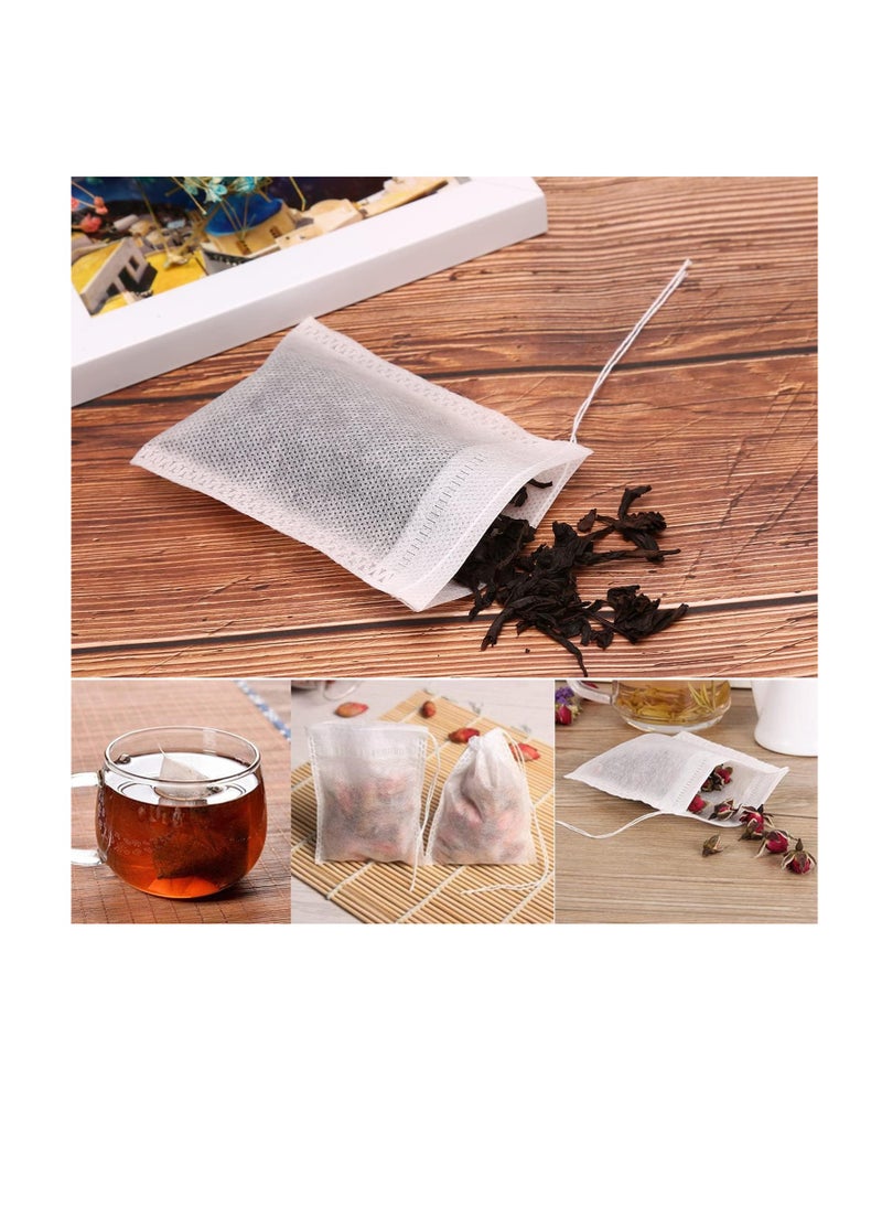 100 Pieces Disposable Drawstring Tea Filter Bags, Non-woven Fabric Bags, Airtight Mesh Bags for Tea Leaves, Coffee, Herbs, Spices