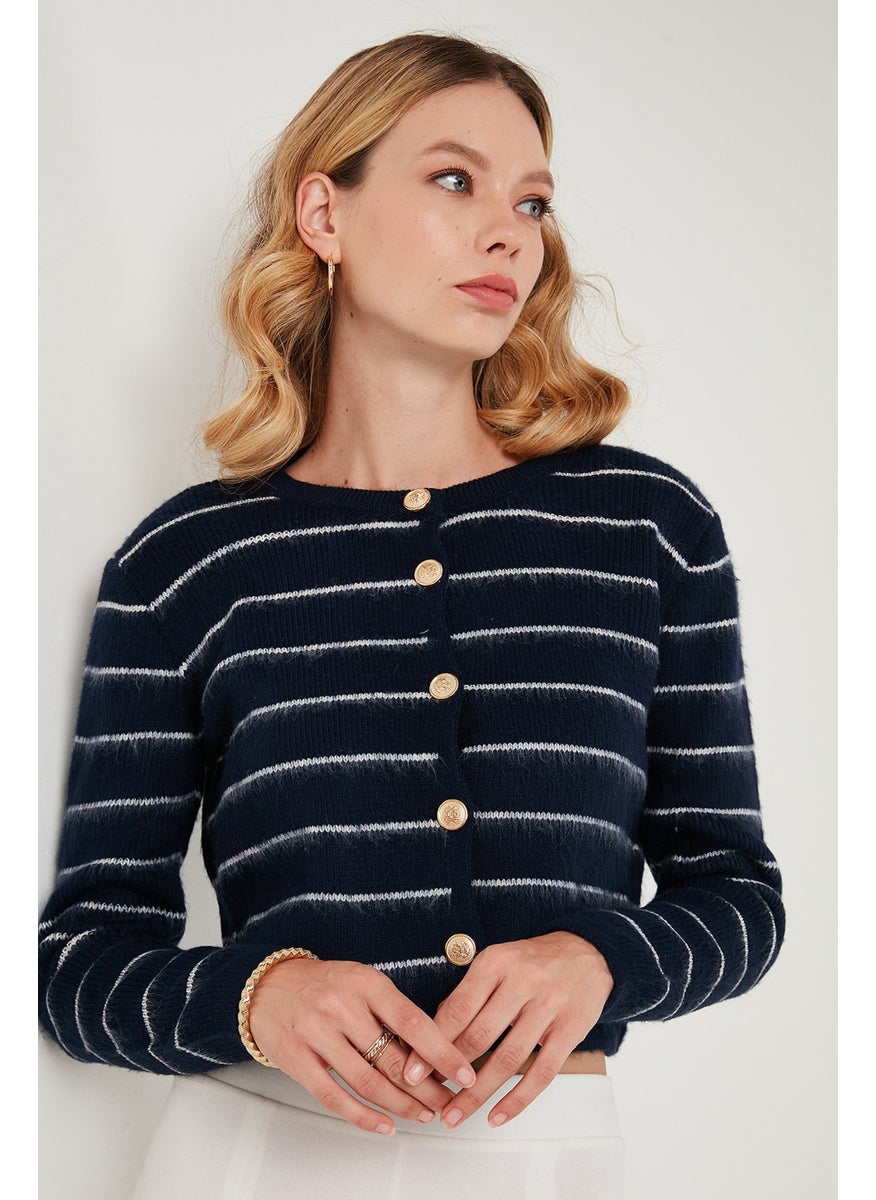 Lela Standard Fit Striped Soft Texture Crop Knitwear Cardigan Women's Cardigan 4615551  - Image 5