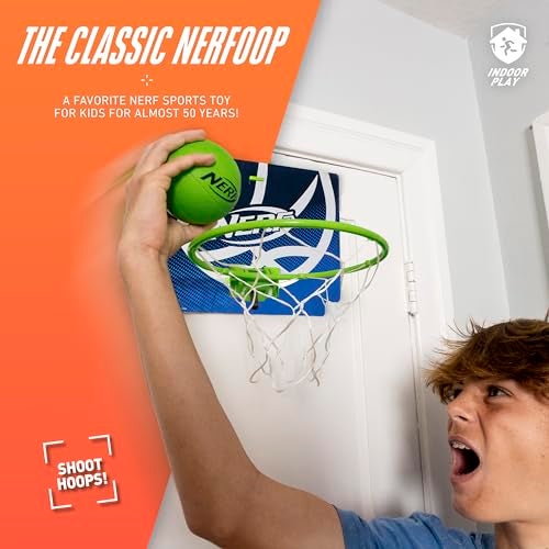 Nerf Nerfoop - The Classic Mini Foam Basketball and Hoop - Hooks On Doors - Indoor and Outdoor Play - A Favorite Since 1972 - Image 5