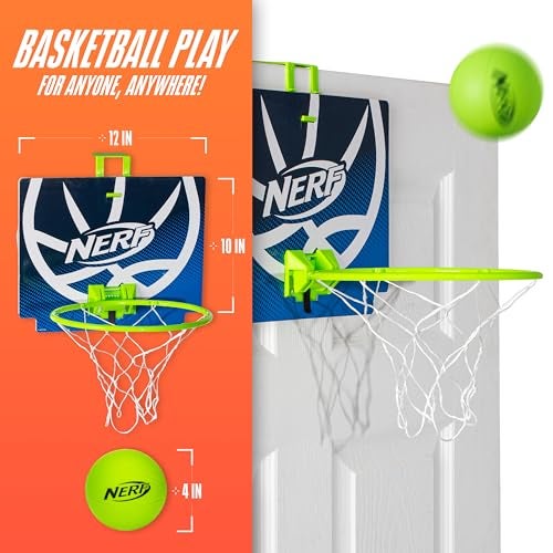Nerf Nerfoop - The Classic Mini Foam Basketball and Hoop - Hooks On Doors - Indoor and Outdoor Play - A Favorite Since 1972 - Image 2