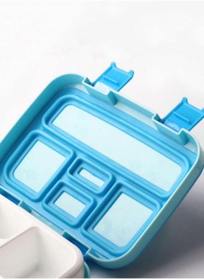 XiuWoo 5-compartment Lunch Box Plastic Sealed Split Bento Lunch Box-Blue  - Image 5