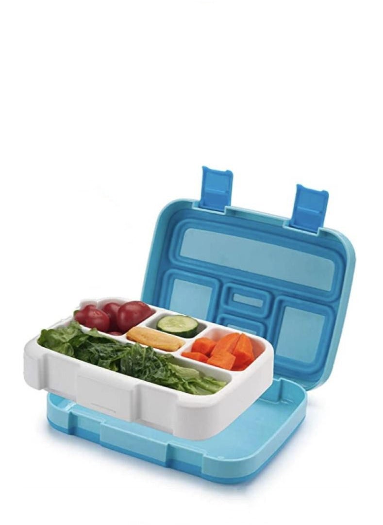 XiuWoo 5-compartment Lunch Box Plastic Sealed Split Bento Lunch Box-Blue  - Image 2