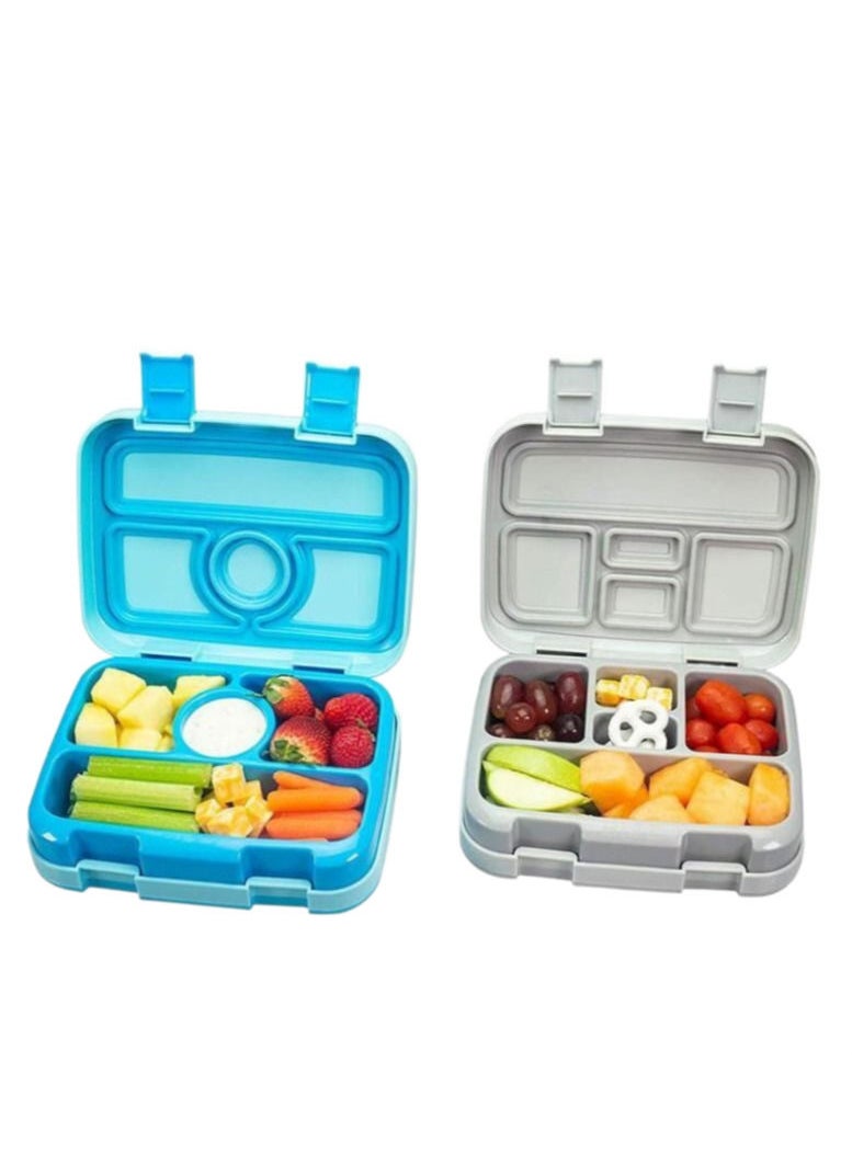 XiuWoo 5-compartment Lunch Box Plastic Sealed Split Bento Lunch Box-Blue  - Image 3