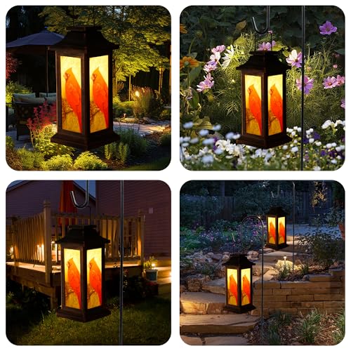 Topadorn Hanging Solar Lantern Waterproof Portable Lamp Outdoor Garden Decorative LED Light, Red Bird,10" H - Image 5