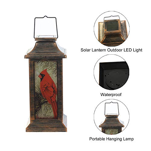 Topadorn Hanging Solar Lantern Waterproof Portable Lamp Outdoor Garden Decorative LED Light, Red Bird,10" H - Image 3