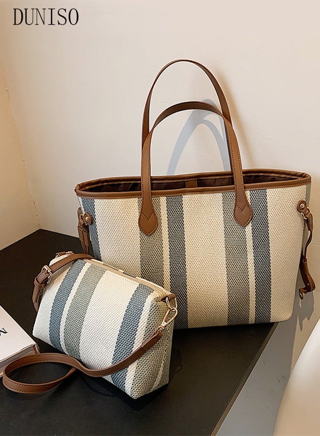 DUNISO Women's Fashion Shoulder Tote Bag Faux Leather Crossbody Bag Set For Women Large Capacity Bucket Bag Fashionable Travel Messenger Shoulder Bag For Ladies - Image 1