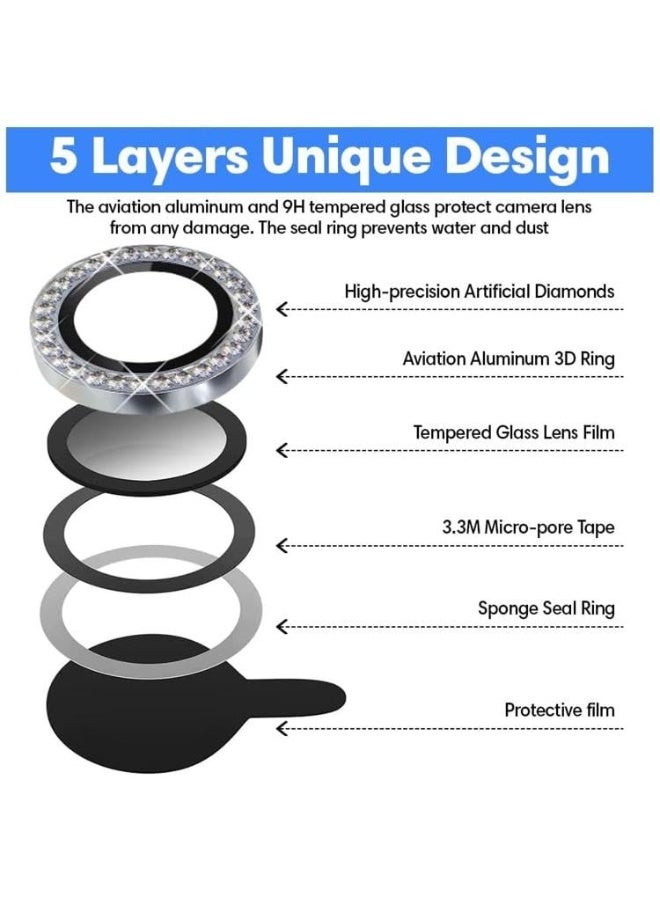 Luxury camera lens studded with rhinestones for Oppo Reno 13F rhinestones, sparkling diamond crystal cover, durable black metal frame (black) - Image 4