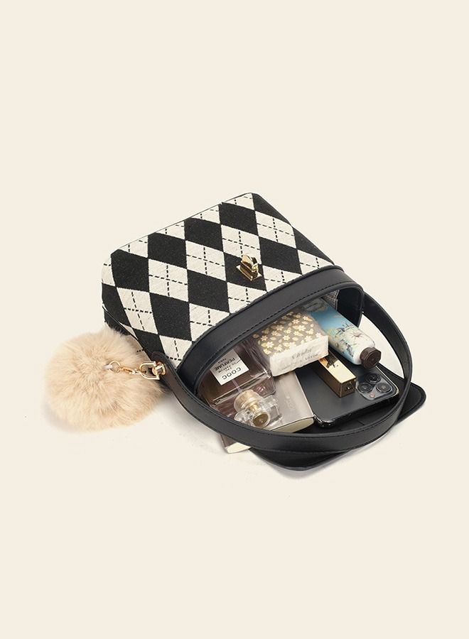 Sharpdo British Style Rhomboid Ladies Bucket Handbag High-End PU Leather Crossbody Bag for Women - Image 5