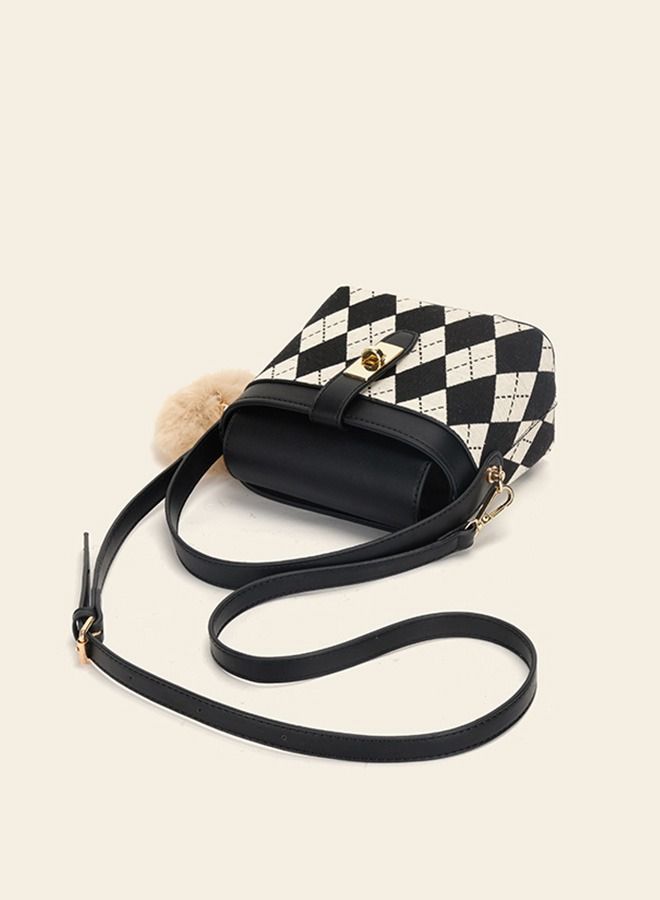 Sharpdo British Style Rhomboid Ladies Bucket Handbag High-End PU Leather Crossbody Bag for Women - Image 4