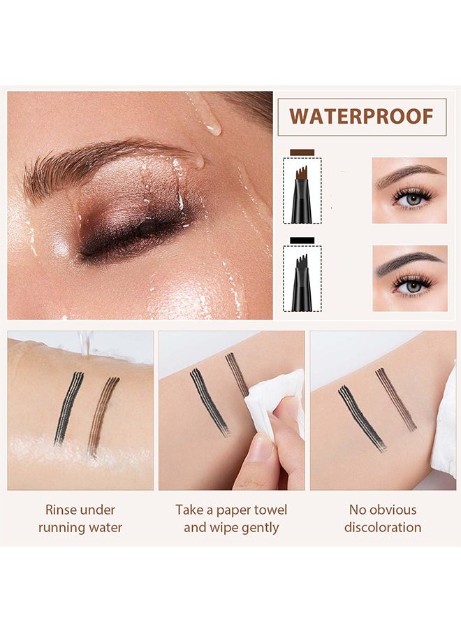 Mking Pretty - Liquid Eyebrow Pen-Upgrade Waterproof Brow Pencil with Micro-Fork Tip,3D Magic Eyebrow Pencil 4-Head Split Waterproof Long-lasting Eyebrow Pencil (#02 Brown) - Image 1