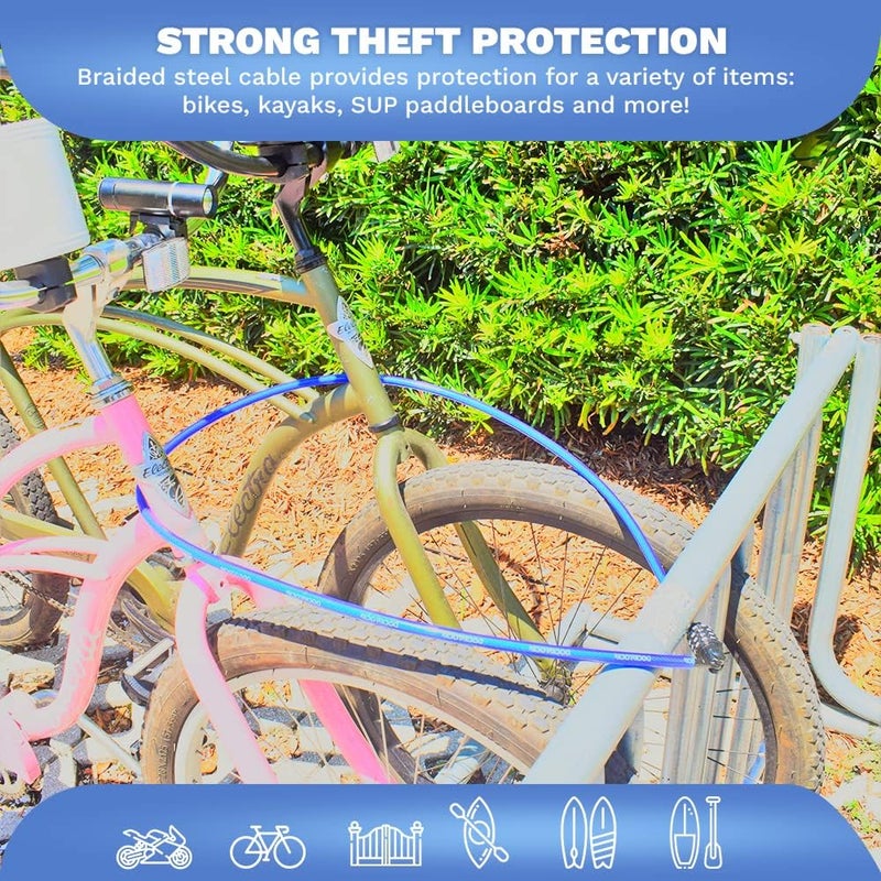 DocksLocks Weatherproof Straight Security Cable Lock (5ft to 25ft Lengths) with Resettable Combination, Anti-Theft Protection for Kayak, Bike, Paddleboard, Scooter, Equipment, Bicycles and More 15ft - Image 2
