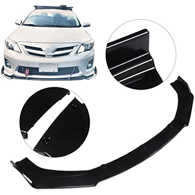RIZGHWOY Front Bumper Lip Spoiler Gloss Black Abs Material Universal 3PCS Body Kit Splitter Only for Vehicles with a Width of 1800mm - Image 4