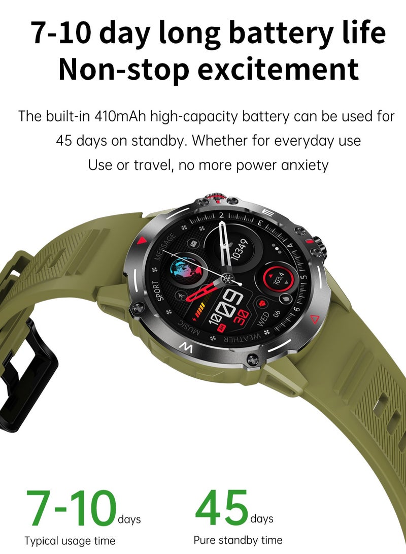 Smart Watch 410mAh AMOLED Smart Watches for Men Smartwatches Bluetooth Make/Answer Calls Fitness Modes and Sleep Modes Multi-app Message Reminder Monitor Multi Language