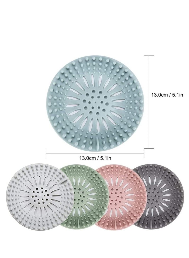 5 Pack Silicone Hair Catcher Stopper, Bathroom Bathtub Drain Covers, Diameter 13cm Shower Floor Sink Strainer for Kitchen Toilet Tub-5 Colors - Image 2