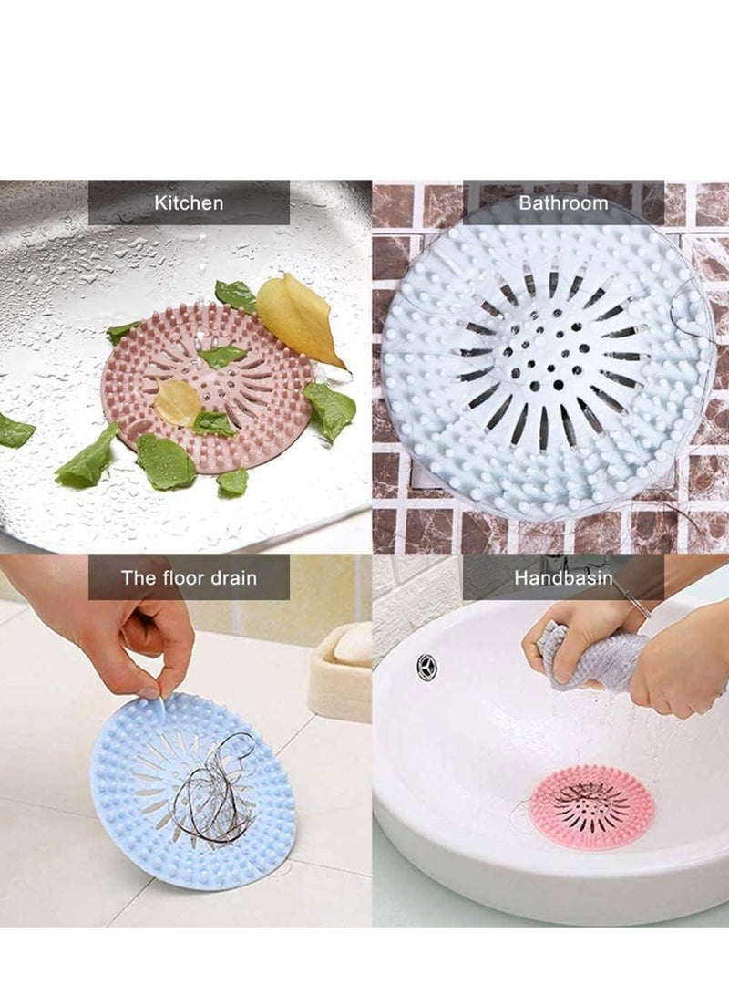 5 Pack Silicone Hair Catcher Stopper, Bathroom Bathtub Drain Covers, Diameter 13cm Shower Floor Sink Strainer for Kitchen Toilet Tub-5 Colors - Image 3
