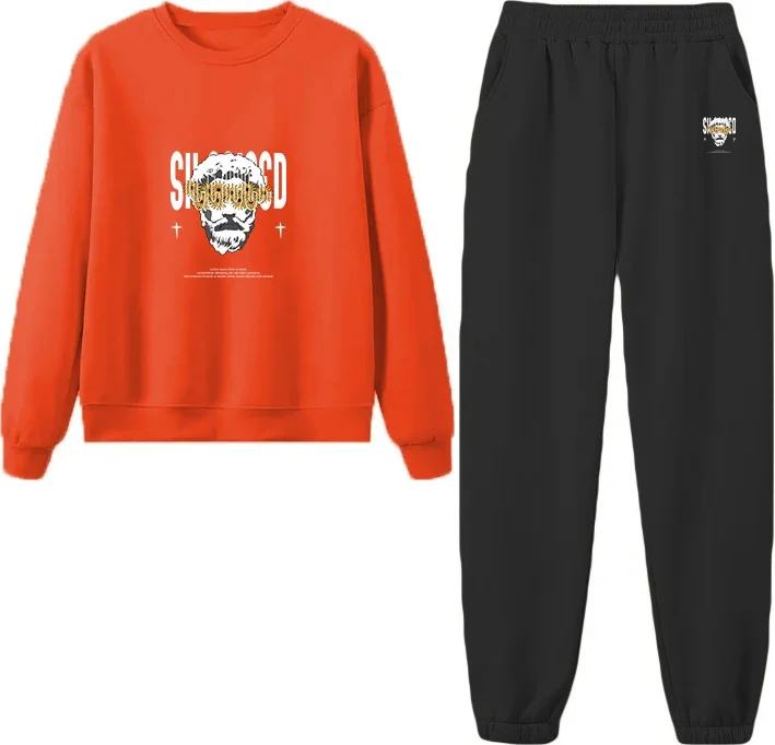 DogFish Tracksuit Set Sitdown Printed Plus Size Bottom Top Set