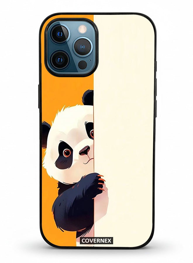 Covernex Apple iPhone 12 Pro Max Protective Case Cover Printed Featuring Cute Peek Behind The Wall Illustration - Image 2