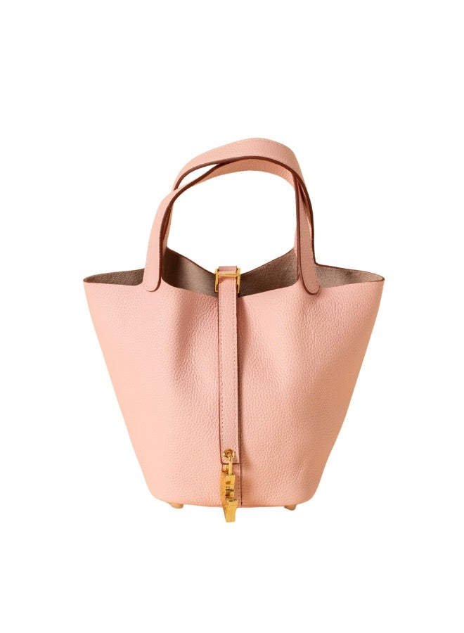 Elegant Modern Pink Leather Handbag with Inner Org - Image 1