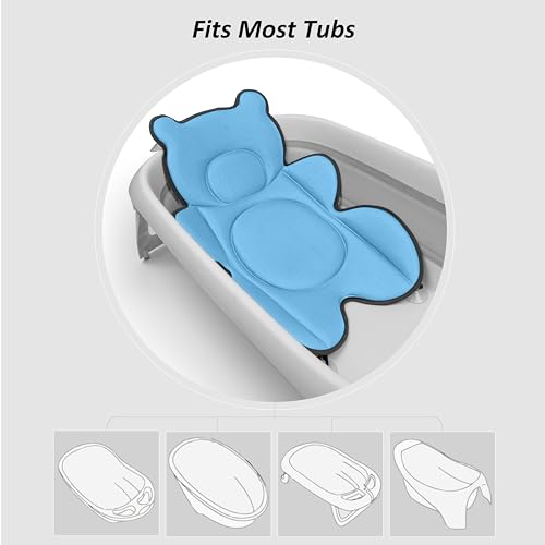 Ihaapsi Infant Baby Bath Cushion,Fits Inside Most Baby Bathtubs, Breathable Soft Baby Bath Support Seat,Baby Bath Pad Bath Pillow for Bathtub,Newborn Bath Mat with 4 Suction Cups (Blue) - Image 4