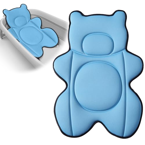 Ihaapsi Infant Baby Bath Cushion,Fits Inside Most Baby Bathtubs, Breathable Soft Baby Bath Support Seat,Baby Bath Pad Bath Pillow for Bathtub,Newborn Bath Mat with 4 Suction Cups (Blue) - Image 1